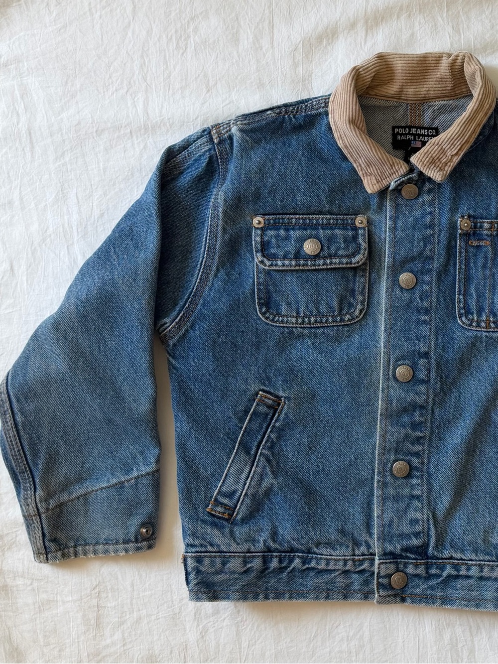Vintage Polo Jeans Co Ralph Lauren Corduroy Collar Denim Jacket Kids 6
